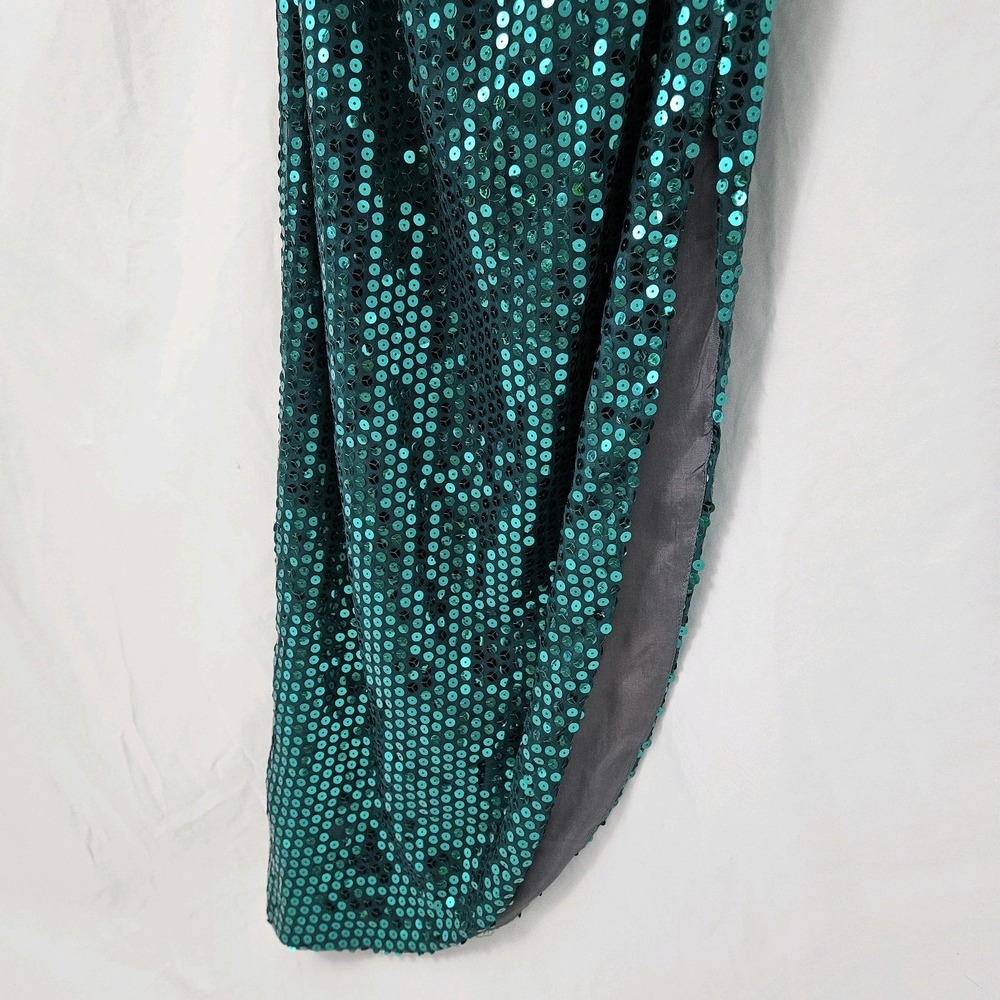 Oleg Cassini Evening Gown Emerald Green Sequin Size 5/6 Prom Dress Off Shoulder - Picture 7 of 12